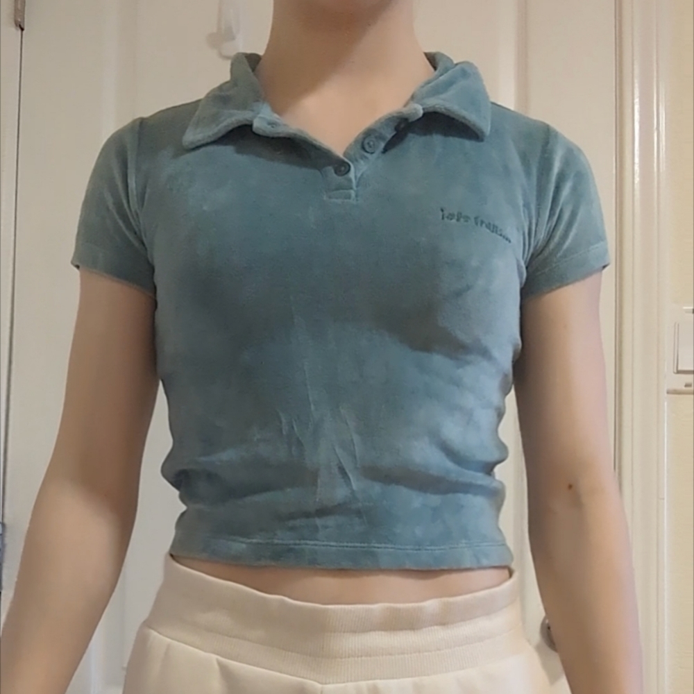 Cropped velour polo shirt - iets frans...